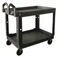 Utility Cart with Deep Lipped Plastic Shelves, 500 lb Load Capacity, Number of Shelves 2