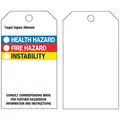 Health Hazard Tag, Vinyl, 5-3/4"H x 3"W, Black/Blue/Red/Yellow