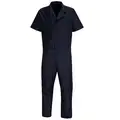 Short Sleeve Coverall, L, 65% Polyester/35% Cotton, Twill, Navy Blue, Unisex, Zipper
