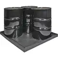 Spill Tray: 42 1/8 in L x 46 13/64 in W, 36 gal Spill Capacity, Black