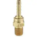 Brass Hose Barb with Straight Fitting Style, 1/4" Thread Size