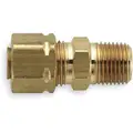 Male Connector: Brass, Compression x MNPT, 3/8 in Pipe Size, For 3/8 in Tube OD, PARKER, MNPT, 25 PK