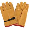Cowhide Drivers Gloves,Cinch Cuff, Yellow, Size: XL, Left and Right Hand