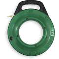 Greenlee Fish Tape: 50 ft Lg, Manual Wind Tape Retraction, 250 lb Tensile Strength, Round Tape Shape