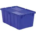 Orbis Attached Lid Container: 17.2 gal, 26 7/8 in x 16 7/8 in x 12 1/8 in, Blue Body, Blue Lid, HDPE