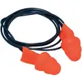 Flanged Ear Plugs, 27 dB Noise Reduction Rating NRR, Corded, M, Orange, 1 PR