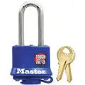 Master Lock Alike-Keyed Padlock, Extended Shackle Type, 2" Shackle Height, Blue