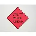 Mesh Roll Up Road Work Sign, Utility Work Ahead, 36" H x 36" W