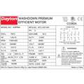 Dayton Washdown Motor, 1 HP, 3-Phase, Nameplate RPM 1,750, Voltage 230/460V AC, 143TC Frame