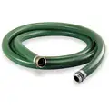 Water Suction and Discharge Hose: 1 1/2 in Hose Inside Dia., 89 psi, Green, 20 ft Hose Lg, Aluminum