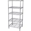 Starter Wire Shelving Unit, 48"W x 18"D x 74"H, 5 Shelves, Chrome Plated Finish, Silver