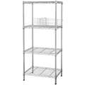 Starter Wire Shelving Unit, 36"W x 18"D x 63"H, 4 Shelves, Chrome Plated Finish, Silver
