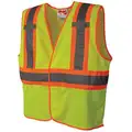 High Visibility Vest, Yellow/Green with Silver Stripe, ANSI Class 2, Hook & Loop Closure, 4X-Large/5X-Large