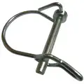 Steel Single Wire Tab Lock Safety Pin, Zinc Plated Finish, 1/4" Pin Dia.