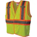High Visibility Vest, Yellow/Green with Silver Stripe, ANSI Class 2, Hook & Loop Closure, 2X-Large/3X-Large