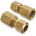 Female Connector: Nickel Plated Brass, For 3/8 in Tube OD, 1/4 in Pipe Size, Compression x FNPT