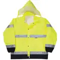 Occunomix Rain Jacket, High Visibility: Yes, ANSI Class: Class 3, Type R, Polyester, Polyurethane, XL, Black/Y