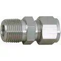 Male Connector, 3/8" Tube Size, 3/8" Pipe Size - Pipe Fitting, Metal, 1 1/16" Hex Size