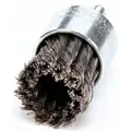 1-1/8" Twisted Wire End Brush, 1/4" Shank, 0.014" Wire Dia., 1-1/8" Bristle Trim Length