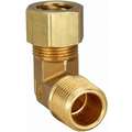 Male Elbow, 90 Degrees: Brass, Compression x MNPT, 3/8 in Pipe Size, For 1/2 in Tube OD, MNPT, 10 PK