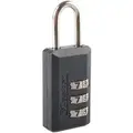 Master Lock 3-Dial Luggage and Briefcase Padlock, 7/8"H x 3/8"W Shackle, TSA Not Approved, Black/Silver