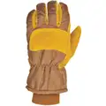 Caiman Cold Protection Gloves, Heatrac Lining, Safety Cuff with Knit Wrist Cuff, Brown/Gold, L, PR 1