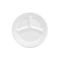 Dart Disposable Plate: Foam, Dinner Plate, 9 in Disposable Plate Size, 3 Compartments, 500 PK