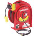Reelcraft Extension Cord Reel, Spring Retraction, 120VAC, Single Connector, 45 ft., Red Reel Color, 15.0