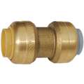 Coupling: Brass, Push-to-Connect x Push-to-Connect, For 3/4 in x 3/4 in Tube OD, Brass, Imperial