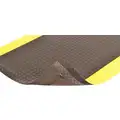 Notrax Antifatigue Mat: Diamond Plate, 3 ft x 5 ft, 1 in Thick, Black with Yellow Border, Beveled Edge
