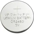 2450, Coin Cell Battery, ANSI/IEC, Lithium, 3VDC, Diameter 0.961", Depth 0.188"