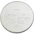 1620, Coin Cell Battery, ANSI/IEC, Lithium, 3VDC, Diameter 0.624", Depth 0.075"