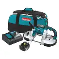 Makita Portable Band Saw: 44 7/8 in Blade Lg, 4 3/4 in x 4 3/4 in, 275 to 530, (2) 5.0 Ah, 18V DC