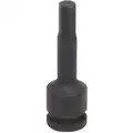 Westward Impact Socket Bit, Metric, Drive Size 3/8", Overall Length 2-23/64", Tip Size 4 mm, Hex