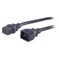 Power Cord, 12 AWG, Number of Conductors 3, Rubber, Black, 16.0 A, 6.5 ft