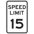 Engineer Recycled Aluminum Speed Limit Sign; 18" H x 12" W, Speed Limit 15