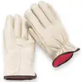 Cowhide Drivers Gloves, Shirred Wrist Cuff, Tan, L, Left and Right Hand