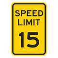 Diamond Recycled Aluminum Speed Limit Sign, 18" H x 12" W, Speed Limit 15