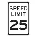 Lyle Traffic Sign: 18 in x 12 in Nominal Sign Size, Aluminum, 0.063 in Thick, R2-1 MUTCD, Engineer, Black
