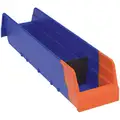 Akro-Mils Shelf Bin: 17 7/8 in Overall Lg, 4 1/8 in x 4 in, Blue/Orange, Nestable, Label Holders