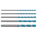Round Shank Drill Bit Set, Straight, 5 Number of Drill Bits, Carbide Tipped