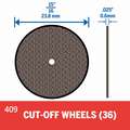 Dremel Cut-off Wheel: 15/16 in Wheel Dia, 1/32 in Wheel Thick, Emery, Screw on, Unmounted, 36 PK