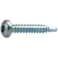 Square Pan Head Self-Drilling Tek Screw, #10-16 x 1", Zinc Plated, Steel, 100 PK