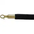 Queueway Velour Barrier Rope, Black Rope Color, Polished Brass Snap End End Style