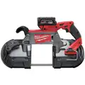 Milwaukee Portable Band Saw Kit: 44 7/8 in Blade Lg, 5 in x 5 in, 0 to 380, Brushless Motor, (2) 5.0 Ah