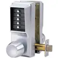 Mechanical Push Button Lockset, 5 Button, Vandal Resistant, Combination Entry and Egress, Satin Chro