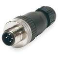 Brad Harrison External Thread Connector, Number of Pins: 4, Male, Plug End: Straight, 250VAC/DC Max. Voltage