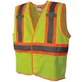 High Visibility Vest, Yellow/Green with Silver Stripe, ANSI Class 2, Hook & Loop Closure, Small/Medium