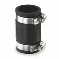 Flexible Coupling: PVC, 2 in For Nominal Pipe Size, 3 1/2 in Overall Lg, 2 Clamps Included, 4.3 psi