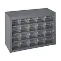 Steel Drawer Bin Cabinet, 16-3/4"W x 6-1/4"D x 11-1/4"H, 20 Drawers, Gray